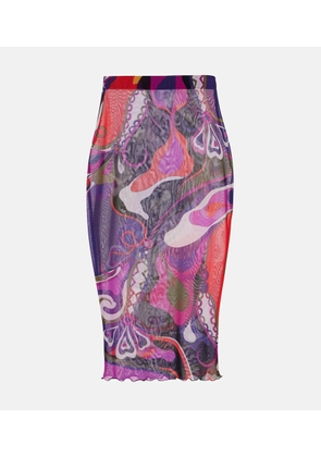 Pucci Orchidee mesh pencil skirt