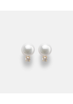 Mikimoto 18kt yellow gold earrings with akoya pearls and diamonds