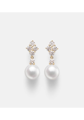 Mikimoto 18kt gold drop earrings with pearls and diamonds