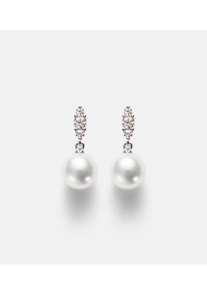 Mikimoto 18kt white gold drop earrings with Akoya pearls and diamonds