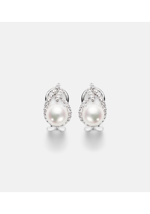 Mikimoto 18kt white gold earrings with pearls and diamonds