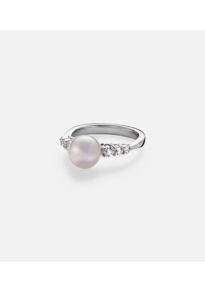 Mikimoto 18kt white gold ring with pearl and diamonds