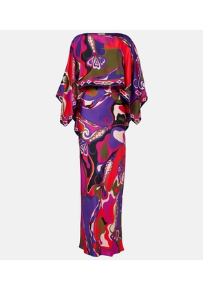 Pucci Orchidee silk slip dress and cape set