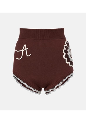 Alemais Crochet high-rise wool-blend micro shorts