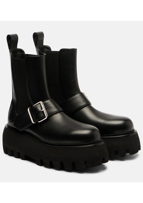 McQueen Sofa Buckle leather ankle boots