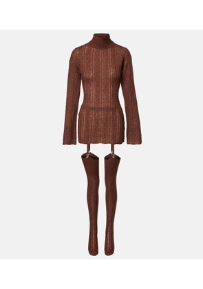 Aya Muse Cable-knit minidress and tights set