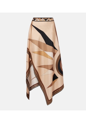 Pucci Hawaii silk satin midi skirt