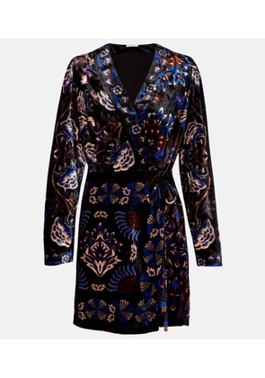 Farm Rio Arabesque Mix Scarves velvet wrap dress