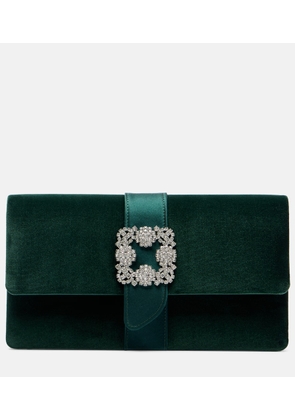Manolo Blahnik Capri embellished velvet clutch