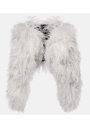 Dolce&Gabbana Feather-trimmed cropped jacket