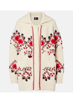 Moncler Grenoble Embroidered wool-blend cardigan