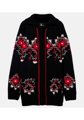 Moncler Grenoble Embroidered wool-blend cardigan