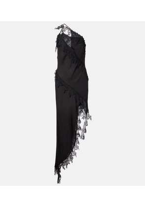 Blumarine Asymmetric lace-trimmed midi dress