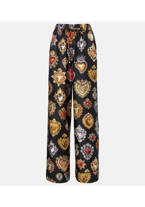 Dolce&Gabbana Devotion silk twill palazzo pants