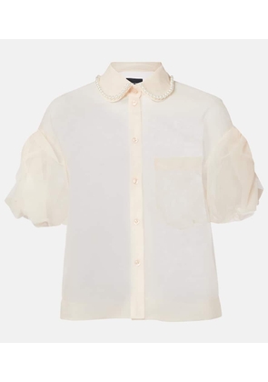 Simone Rocha Cropped puff-sleeve tulle blouse