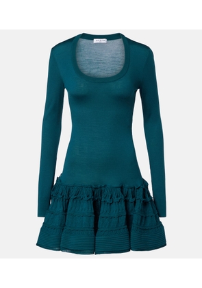 Alaia Ruffled wool-blend minidress