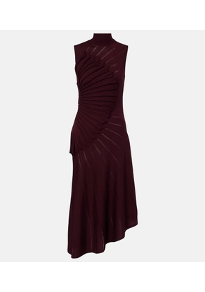 Alaia Asymmetric pleated wool midi dress