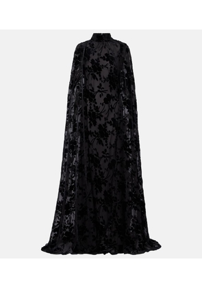 Rodarte Caped floral velvet devore gown