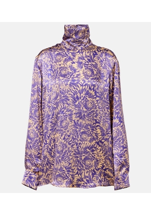 Dries Van Noten Floral silk satin blouse