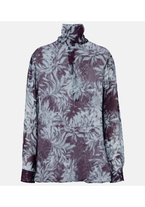 Dries Van Noten Printed sheer chiffon turtleneck top