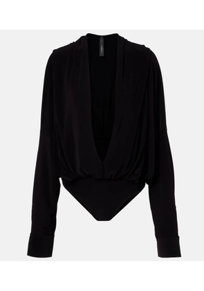 Norma Kamali Draped hooded bodysuit