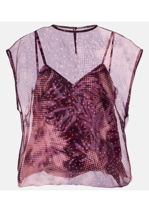 Dries Van Noten Layered printed silk-blend top