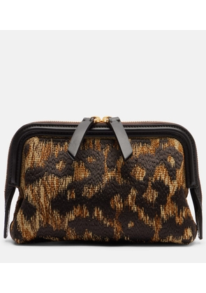 Etro Doc leather-trimmed raffia-effect crossbody bag