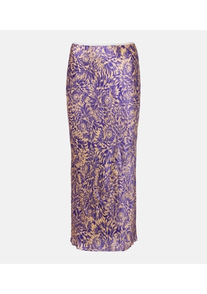 Dries Van Noten Floral silk satin midi skirt