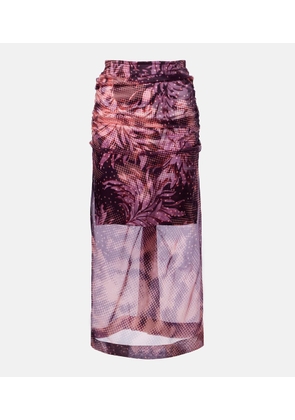 Dries Van Noten Layered printed silk-blend midi skirt