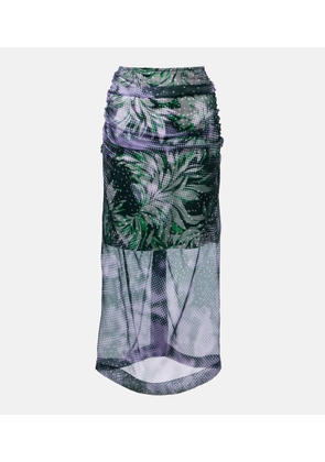 Dries Van Noten Printed silk-blend midi skirt