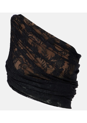 Norma Kamali Diana asymmetric lace draped top