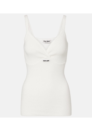 Miu Miu Lace-trimmed cotton top