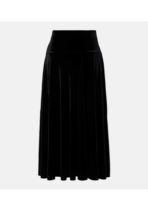 Norma Kamali Flared pleated velvet midi skirt