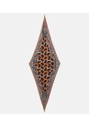 Etro Rombetto leopard-print silk scarf