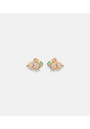 Anita Ko Bunny 18kt gold earrings with diamonds and emeralds