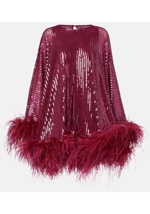 Taller Marmo Vegas sequined feather-trimmed chiffon kaftan