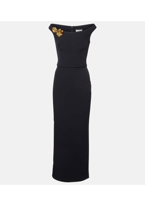 Safiyaa Belted embellished crepe maxi dress