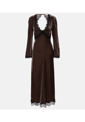 Rixo Alesha lace-trimmed velvet midi dress