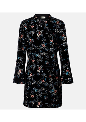 Rixo Delphina embroidered velvet minidress