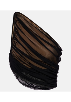 Norma Kamali Asymmetric draped sheer mesh top