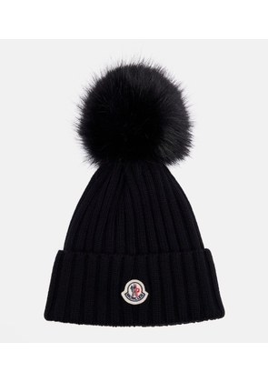 Moncler Logo ribbed-knit wool beanie