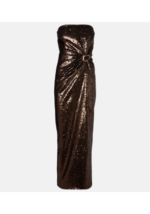 Roland Mouret Gathered sequined strapless gown
