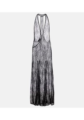 Adriana Degreas Sheer open-back lace maxi dress