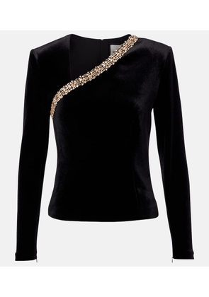 Roland Mouret Asymmetric embellished velvet top