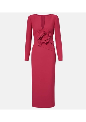 Roland Mouret Floral-applique crepe midi dress