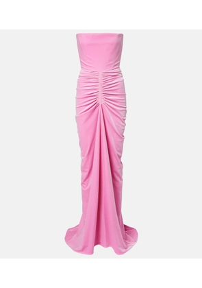 Alex Perry Ruched velvet bustier gown
