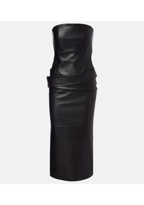Alex Perry Strapless leather midi dress