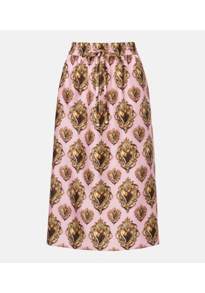 Dolce&Gabbana Printed silk midi skirt