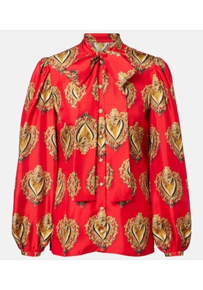 Dolce&Gabbana Printed tie-neck silk blouse