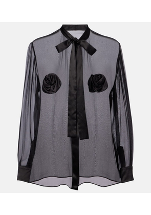 Dolce&Gabbana Floral-applique sheer silk blouse